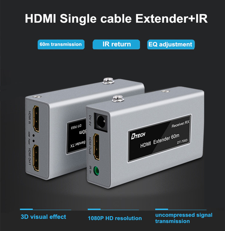 Bộ kéo dài HDMI qua Lan 60m Dtech DT-7053