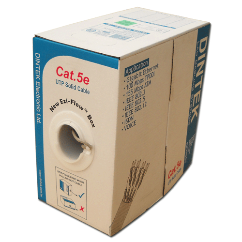 CAT.5e UTP, 4 pair, 24AWG, 305m/box, Longest working distance: 150m, made in China