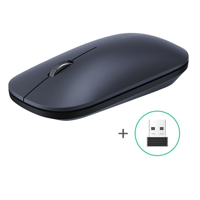 Chuột không dây Ugreen 25163 Bluetooth 2.4G màu đen + kèm pin AA (MU001)