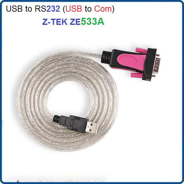 Cáp chuyển USB to Com (USB to RS232) 1m8 Z-Tek ZE533A Hàng Chính Hãng